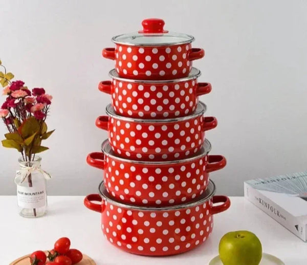 KONIG emajlirano posuđe 5u1 – set šerpi 1.5L / 2L / 3L / 4L / 5L